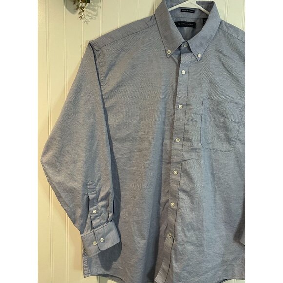 Tommy Hilfiger Mens XL Blue Regular Fit Stretch Button-Down Shirt 17-17.5 34/35 - Picture 4 of 12
